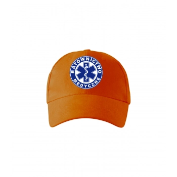 Pomarańczowa czapka ratownika z logo ratownictwo medyczne
